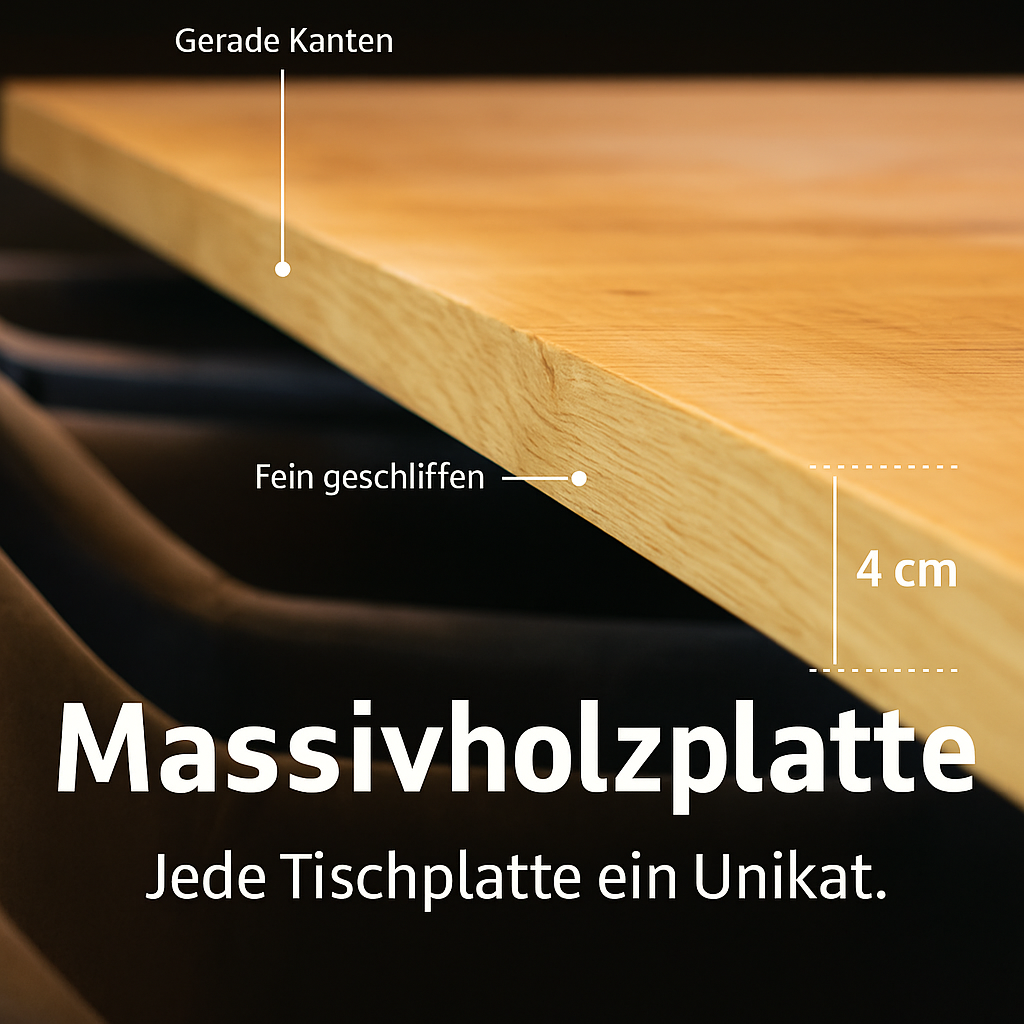 Massivholztisch Eiche 1800 x 900 mm, gerade Kante