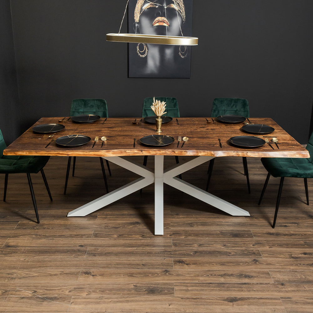 Massivholztisch Eiche gebürstet & dunkel gebeizt, 2200x1000 mm, natürliche Baumkante