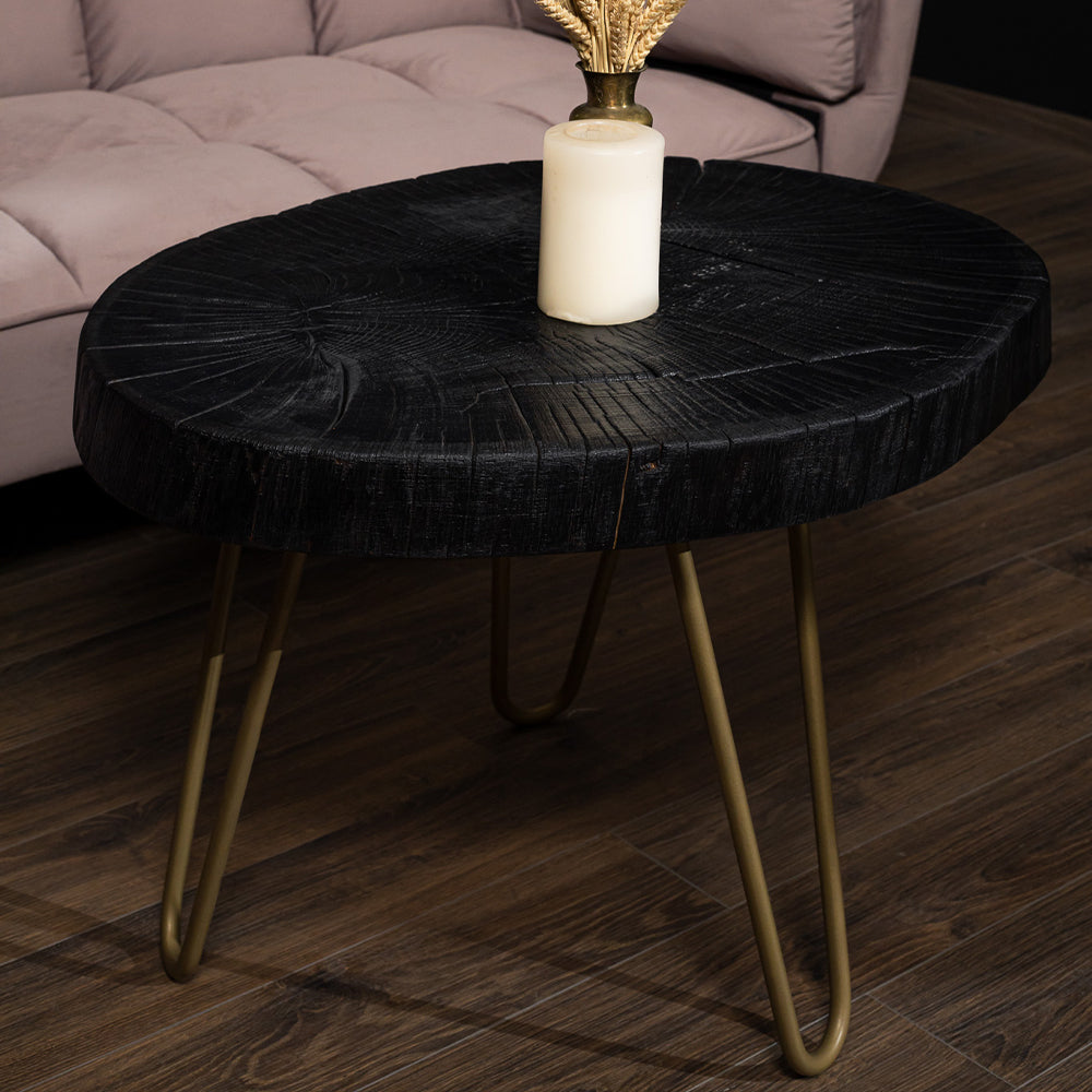 Schwarzer Couchtisch aus massiver Eiche