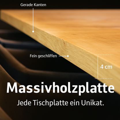 Massivholztisch Eiche 1800 x 900 mm, gerade Kante