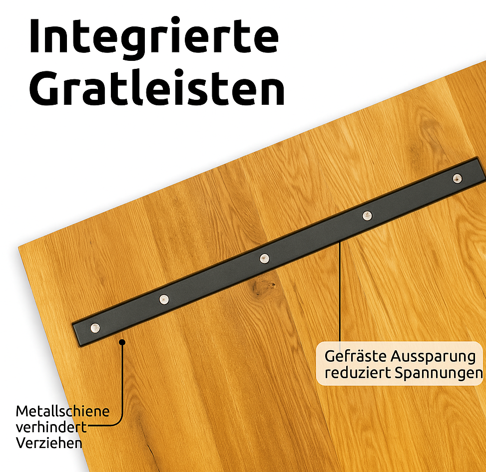 Massivholztisch aus Eiche 2200 x 1000 mm, natürliche Baumkante