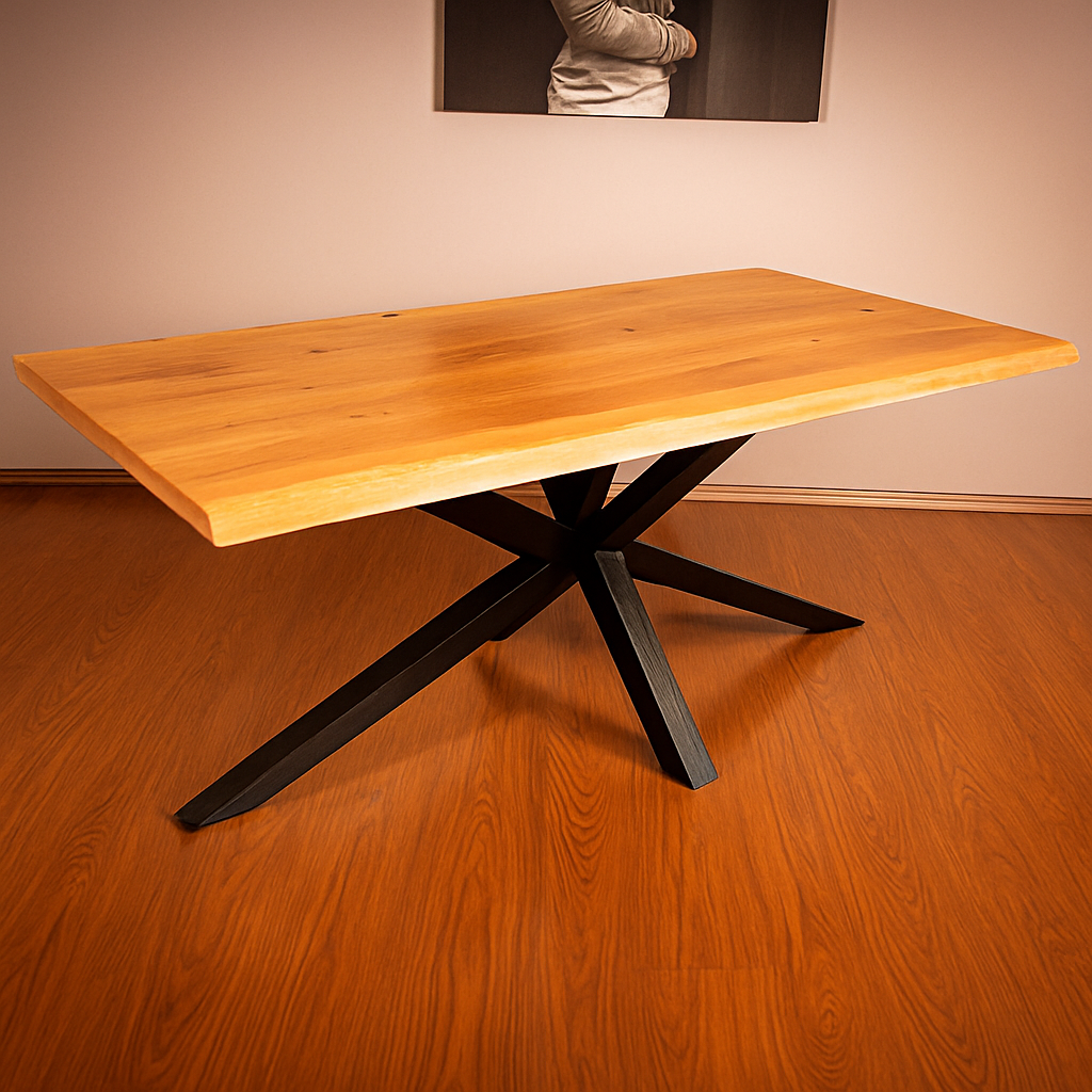 Massivholztisch aus Eiche 1600 x 900 mm, natürliche Baumkante