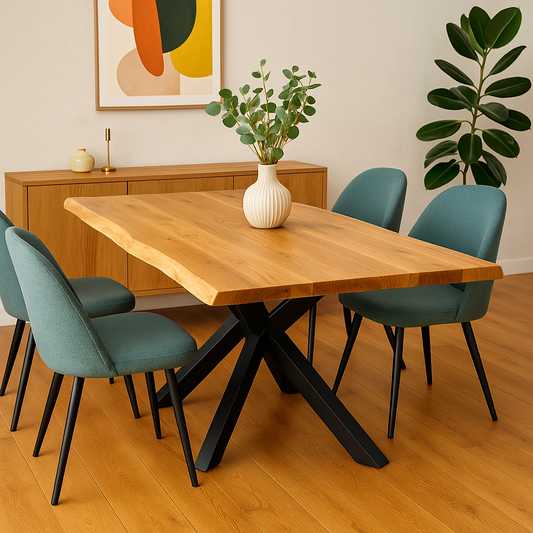 Massivholztisch aus Eiche 1600 x 900 mm, natürliche Baumkante