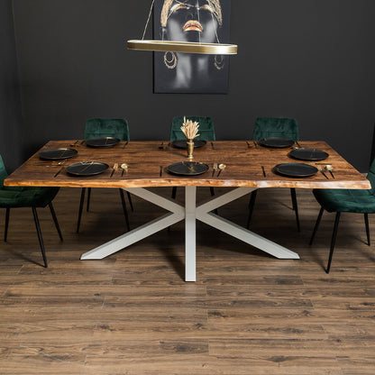Massivholztisch Eiche gebürstet & dunkel gebeizt, 2200x1000 mm, natürliche Baumkante