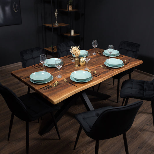 Massivholztisch aus Nussbaum 1600 x 900 mm, natürliche Baumkante