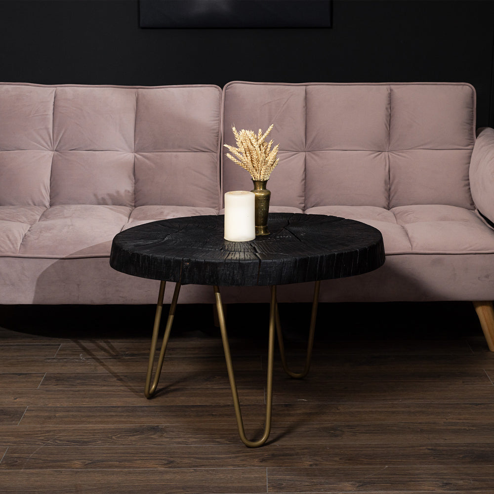 Schwarzer Couchtisch aus massiver Eiche